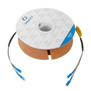 Carrete de Fibra óptica Monomodo con Conectores SC-SC Duplex, Reforzada con Kevlar, de 50 metros, Para instalaciones subterráneas por tuberí­a