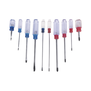 Juego de 10 Desarmadores Mango Plástico (Uso Ligero), Puntas magnética, 5 Puntas Planas (-) y 5 Puntas Phillips. (+)