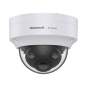 Domo IP 5 Megapí­xeles / Lente 2.8 mm / 40 mts IR / Ultra Baja Iluminación /  NDAA / ONVIF / IP67 / IK10 / IA (Filtro de Humanos y Vehiculos) / Conteo de Personas / Merodeo / H.265 / PoE / Alarmas I/O / Serie 35 / Honeywell Security