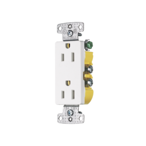 Contacto Duplex Decorador 15A 125V, 2 Polos, 3 Hilos, Color Blanco (Nema5-15R).