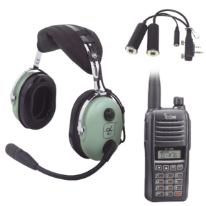 Kit Radio Portátil Aéreo Icom con Auricular David Clark para Aviación General