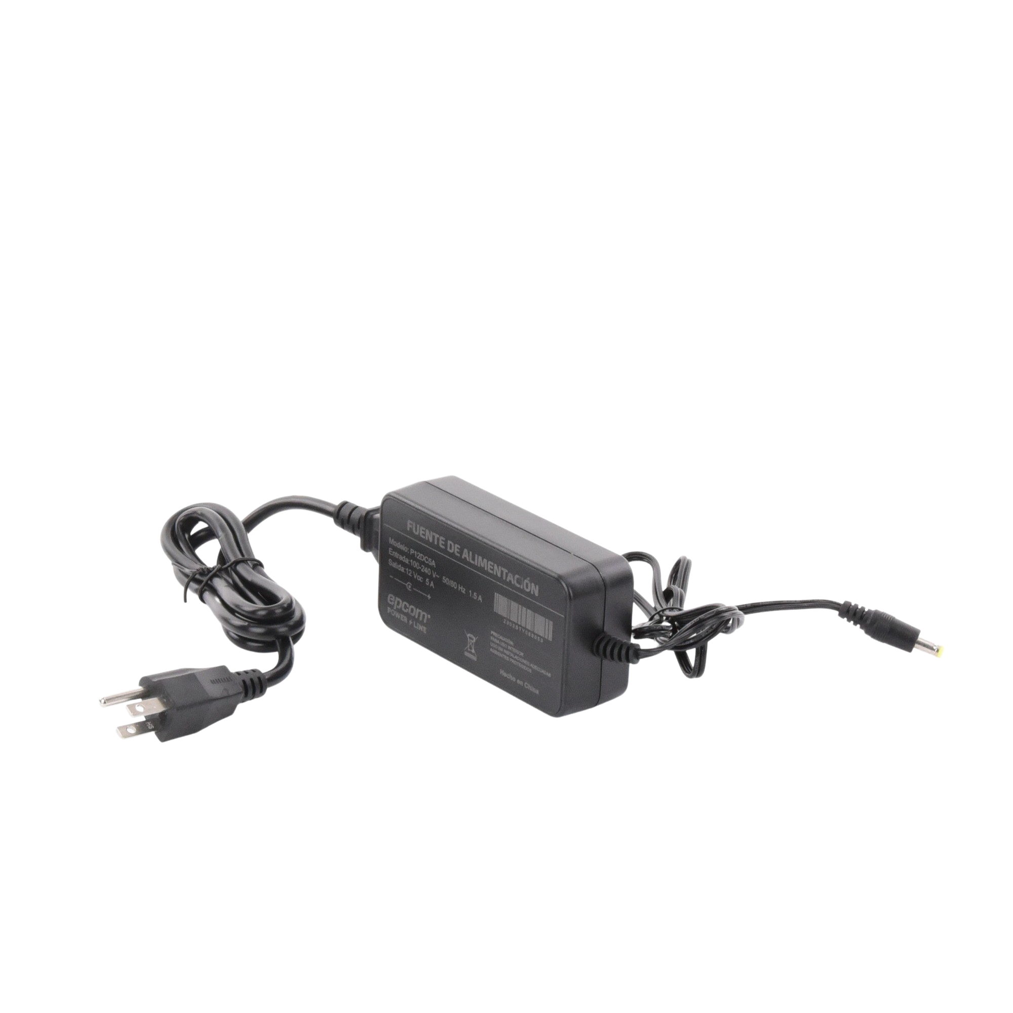 Adaptador de Pared con Cables de Extensión para Mayor Alcance 12 Vcc / 5 Amperes / Profesional / 0.5 metros a la toma de alimentación / 0.5 metros a la conexión del dispositivo