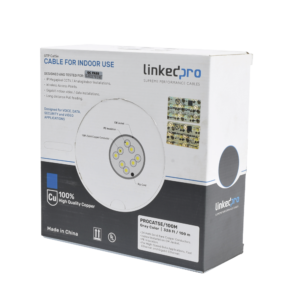 Cable Cat5e de alto rendimiento, con certificaciones ETL, UL, color gris, de 100 m ( 328 ft ) para aplicaciones en CCTV, redes de datos. Uso interior.
