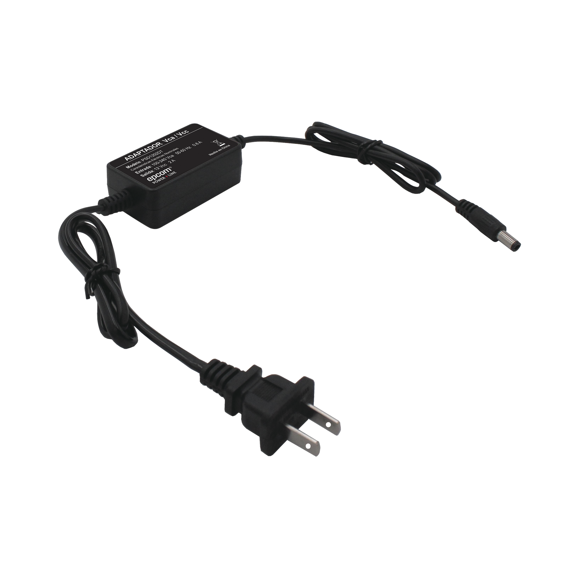 Adaptador 12 Vcc / 2 Amp / Con Terminales de Extensión / Distancias de cable hacia Vca 50 cm / Distancia de cable hacia dispositivo de 50 cm