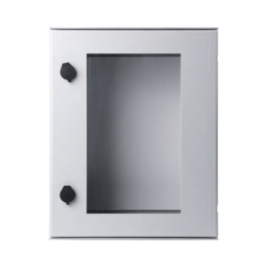 Gabinete de Poliéster IP65 Puerta Transparente, Uso en Intemperie (400 x 500 x 200 mm) con Placa Trasera Interior de Plástico (Incluye Chapa y Llave).
