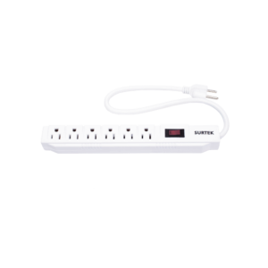 Multicontacto con Supresor de Picos 450 Joules, Voltaje de Entrada: 127 Vca NEMA 5-15P, Con 6 Salidas NEMA 5-15R.