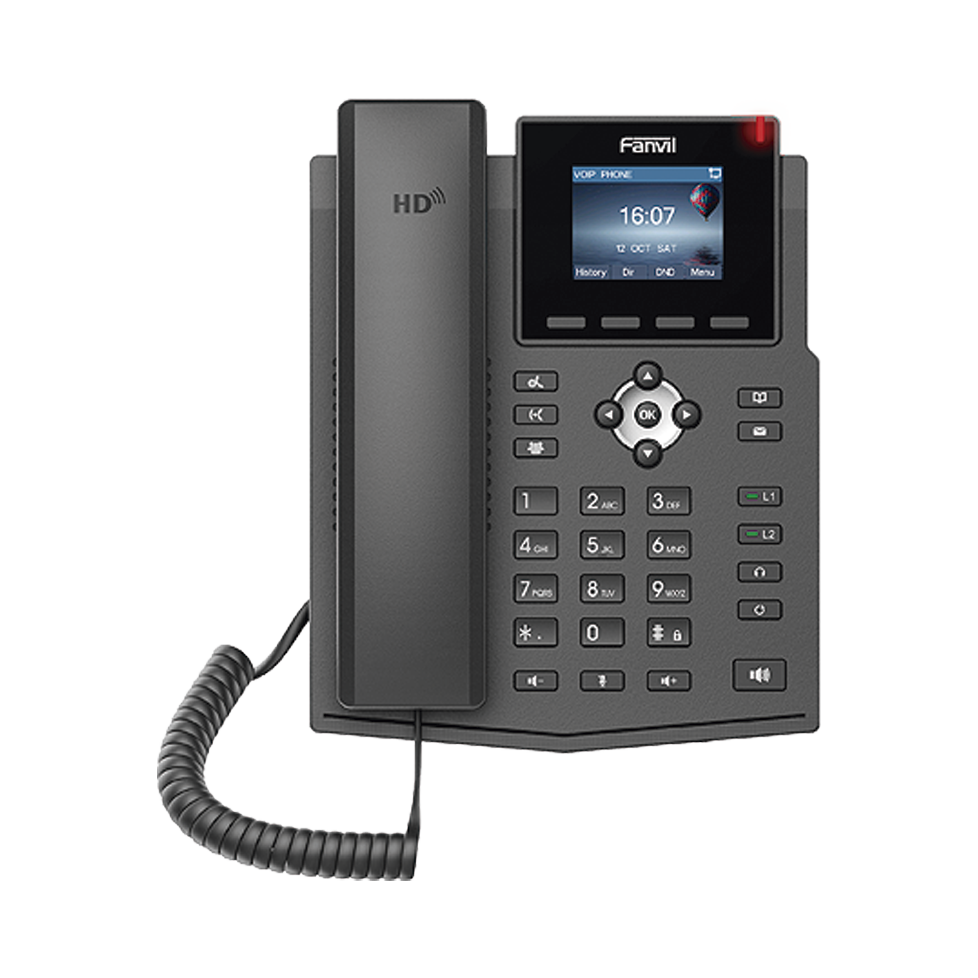 Teléfono IP empresarial para 4 líneas SIP con pantalla LCD de 2.4 pulgadas a color, Opus y conferencia de 3 Vías, PoE.