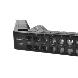 Patch Panel UTP Z-MAX Categorí­a 6A, de 48 puertos, Angulado, 1UR