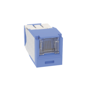 Conector Jack RJ45 Estilo TG con Ventana, Mini-Com, Categorí­a 6A, de 8 posiciones y 8 cables, Color Azul