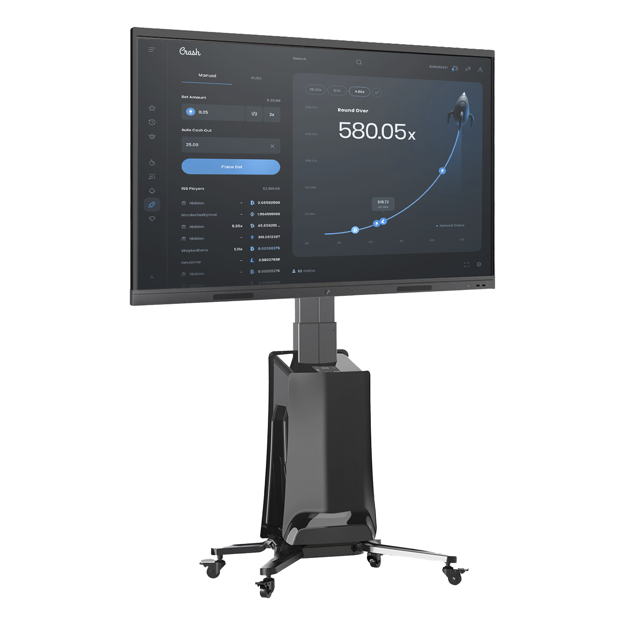 MONTAJE DE PISO MOVIL PARA PANTALLAS 55-80IN AJUSTABLE MOTORIZADO