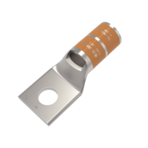 Zapata Terminal de Compresión de Barril Corto para Tornillo de 1/2" y Calibre 3/0 AWG.