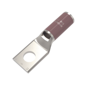 Zapata Terminal de Compresión de Cobre Electrolí­tico Estañado de Cañón Corto para Tornillo de 1/2" y Calibre 2 AWG.