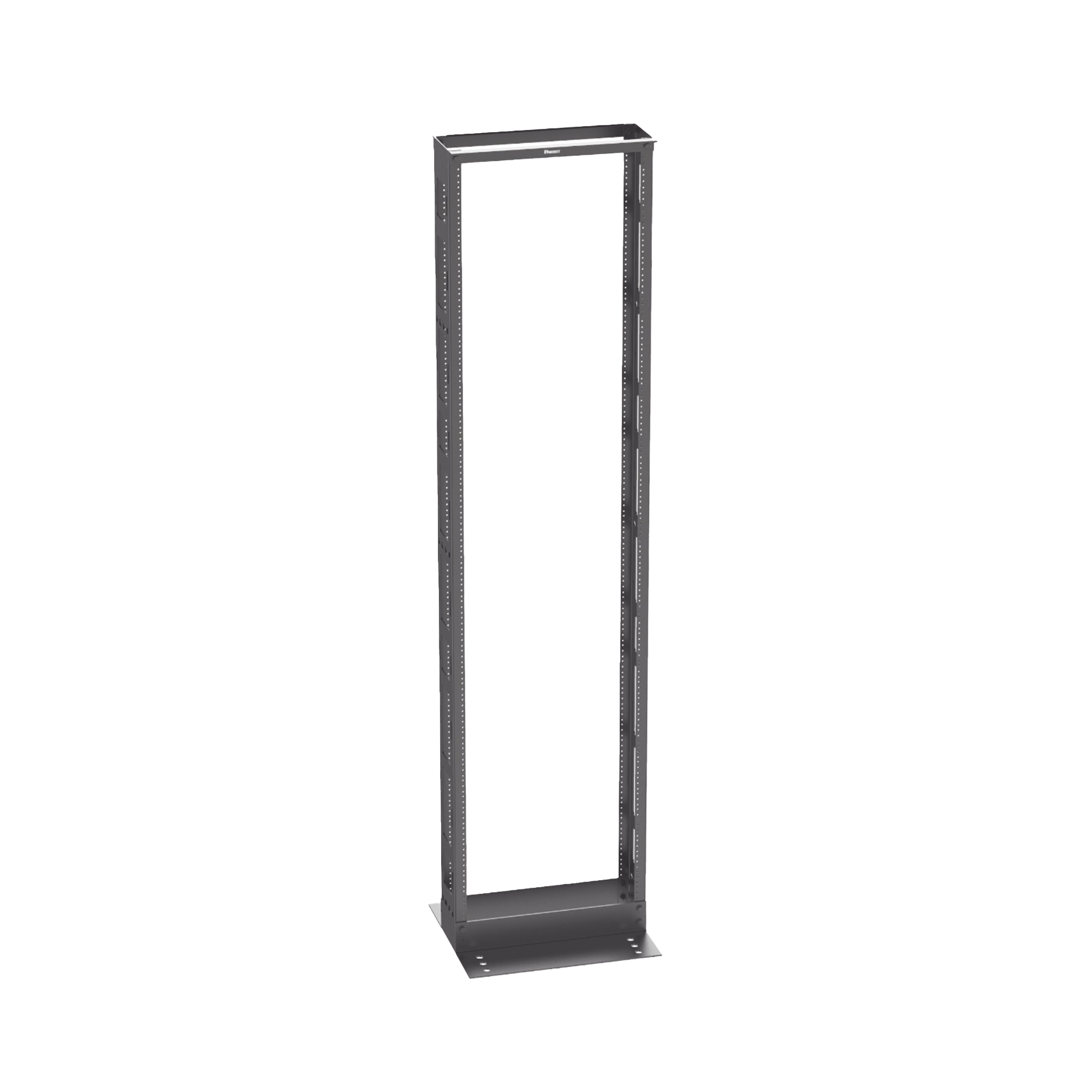 Rack de Dos Postes Estándar de 19 in, Rieles Numerados y Roscados #12-24, 6 in de Profundidad, Fabricado en Acero, 45 Unidades de Rack, Color Negro