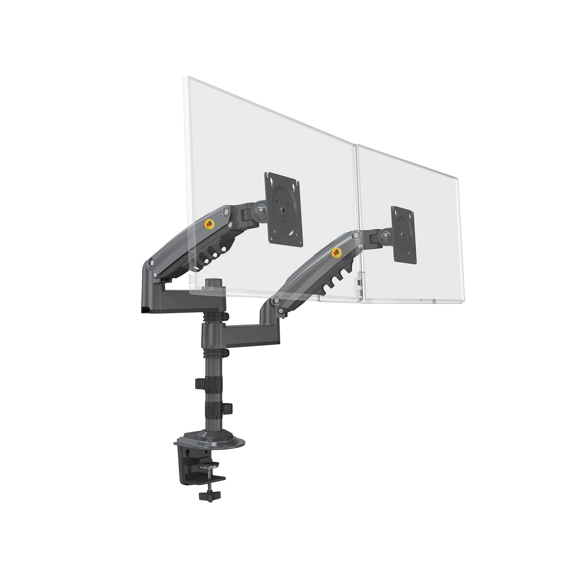 Montaje de Escritorio articulado para 2 monitores de 17 a 27" / Soporta hasta 9kg por monitor / Vesa 75 x 75 / 100 x 100 / Acero / Rotación: 360°