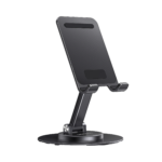 Soporte para Teléfono Celular Giratorio | 360° de Rotación | Angulo Ajustable | Altura Ajustable 17-20cm  | Antideslizante | Ejes Giratorios de Alta Precisión| Plegable | Aluminio | Color Gris