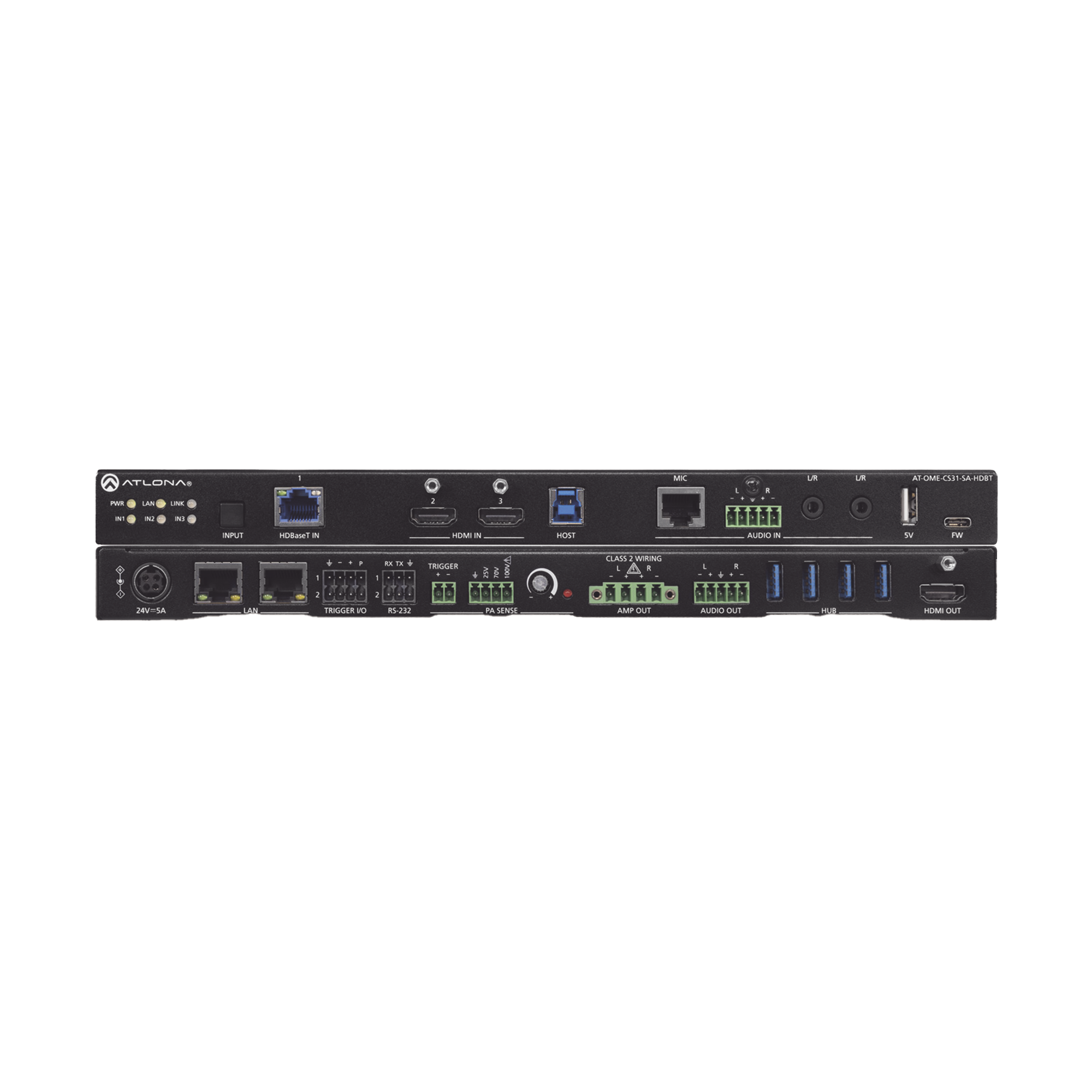 Switch Matriz Omega 1 Entrada HDBaseT y 2 Entradas HDMI y 1 Salida HDMI, amplificador mezclador y concentrador USB