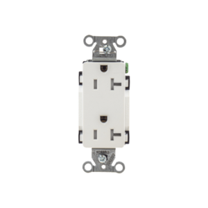 Contacto Duplex Decorador 20 A 125V /  Resistente a manipulaciones / 2 Polos 3 Hilos/ Nema 5-20 R / Color Blanco / Grado Industrial.