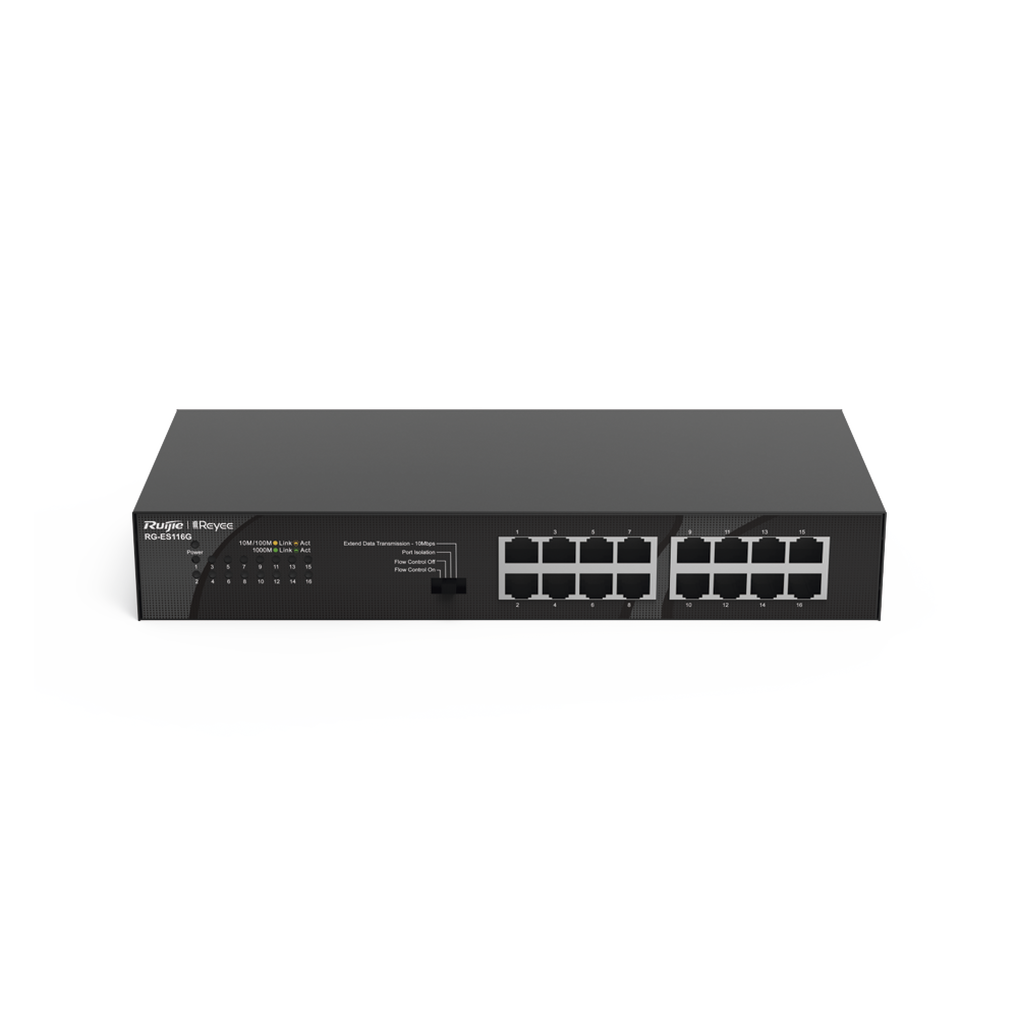 Switch no PoE, no administrable, con 16 puertos 10/100/1000 Mbps