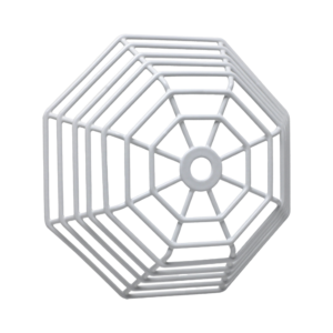 Rejilla de acero Web Stopper® para protección de detectores de humo de vandalismo y accidentes. Bajo perfil, montaje empotrado.
