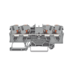 Borna de paso para 4 conductores; con tecla; 4 mmÂ²; con orificio de prueba; Marcaje lateral y central; para carril DIN 35 x 15 y 35 x 7,5; Push-in CAGE CLAMP®; 4,00 mmÂ²; gris