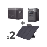 Kit de Estación de Energí­a Portátil 2048Wh + Baterí­a Externa 2048Wh + 2 Paneles Solares Flexibles 400W (4096Wh, 800W Totales)