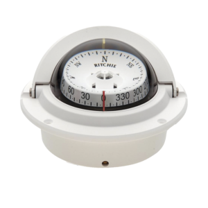 Brújula serie Voyager en color blanco, cuenta con iluminación nocturna color verde.