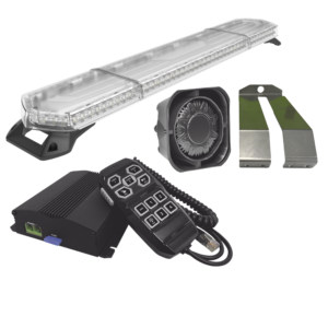 Kit de Sirena, Bocina y Torreta de 48", Con 96 LEDs, Ambar, Ideal para equipar unidades de seguridad privada, minerí­a e industria