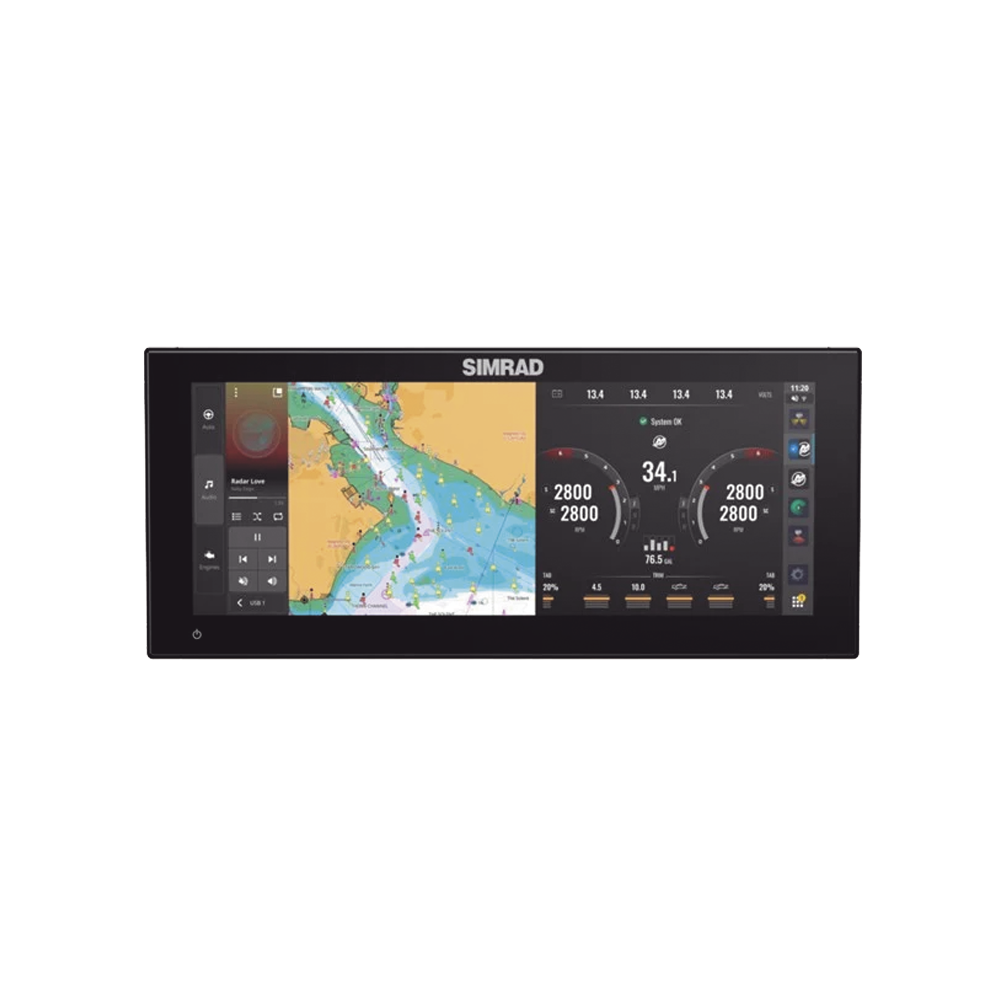 NSX 3012UW Pantalla de navegación de 12" touch screen multi-funcional para radar, fishfinder, y control automático de navegación.