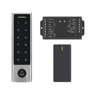 Mini Controlador de Acceso con Teclado Inalámbrico / Cuenta con Botón de Salida Inalámbrico / Soporta Tarjeta y Contraseña / Cuenta con Botón de Timbre