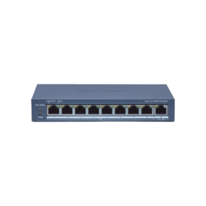 Switch Administrable PoE+ / 8 puertos 100 Mbps PoE+ / 1 puerto 1000 Mbps de Uplink / PoE hasta 300 Metros / Conexión Remota desde Hik-ParnerPro / 110 W
