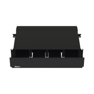 Panel de Distribución de Fibra óptica, Acepta 8 Placas FAP o FMP, Bandeja Deslizable, Hasta 192 Fibras, Color Negro, 2 UR