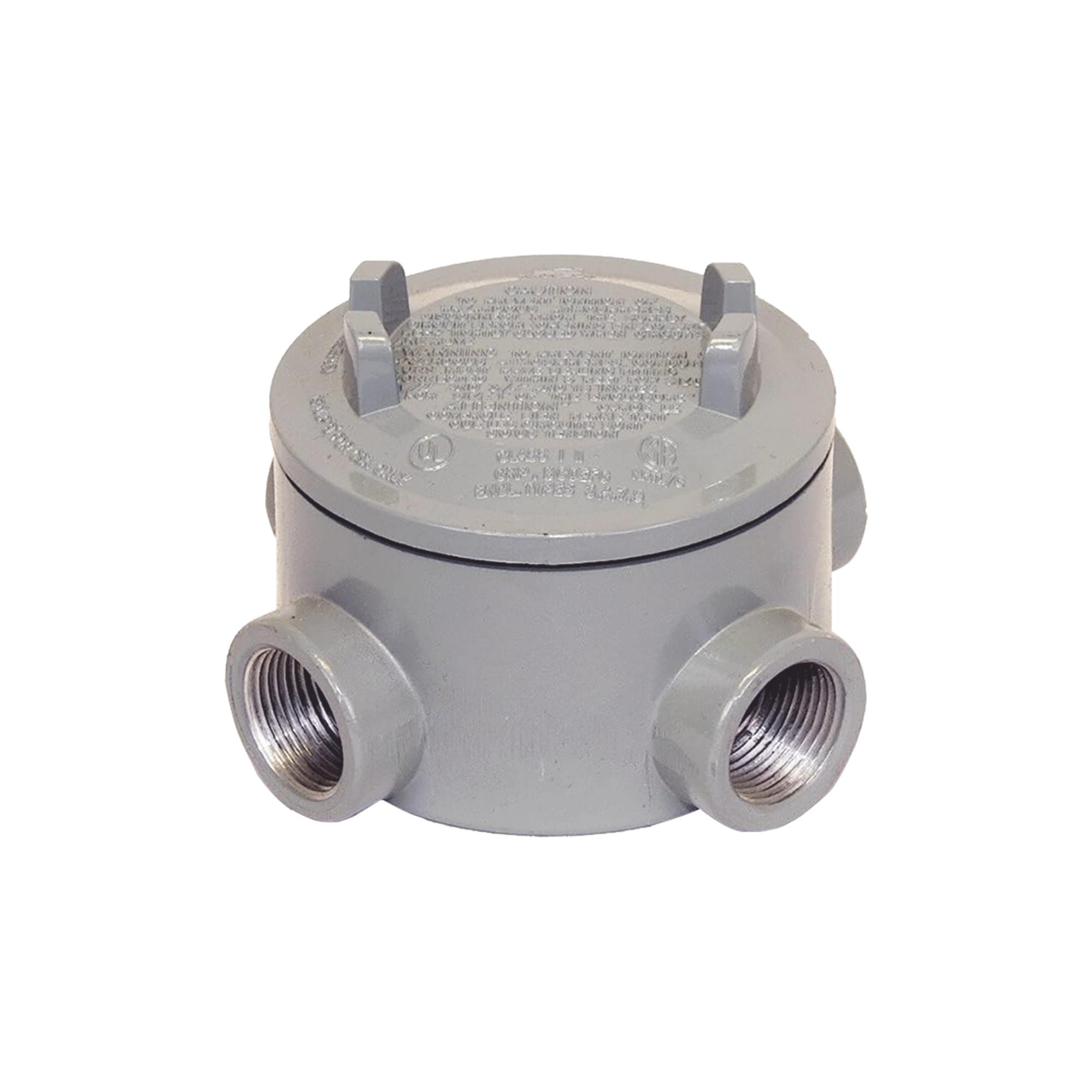 Caja para íreas Peligrosas con Tapa Tipo GRX de 2" (51 mm) / Con 4 Entradas / Aluminio libre de Cobre.