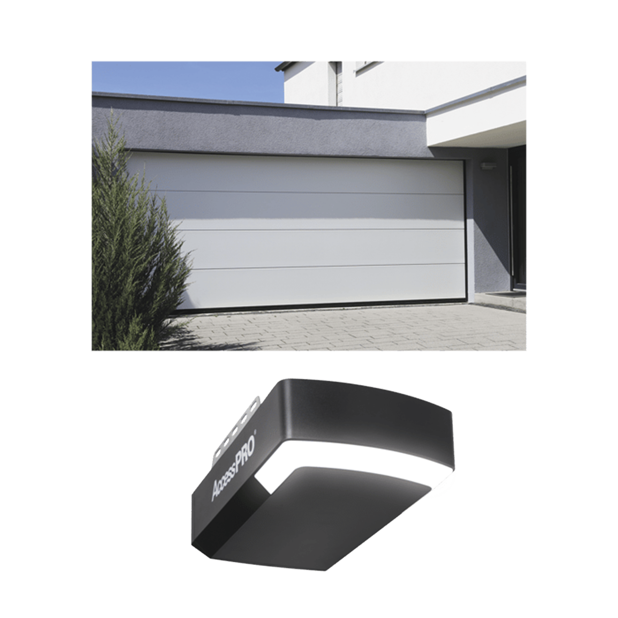 KIT COMPLETO Puerta D/ Garage 18x9 Pies / Lisa Linea Central / Color blanco / Insulada / Incluye Motor FS1000APPRT / 1/2HP / Fuerte/Silencioso/Luz LED/Motor DC .