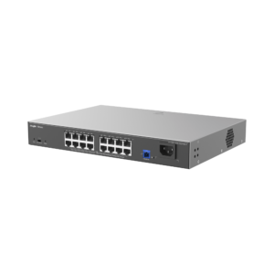 e-Lighten ONU / Switch PoE+ Hibrido, Capa 2 con un Puerto PON 1G SC/UPC y 16 Puertos Ethernet PoE+ 1G hasta 240 Watts y 100 Clientes