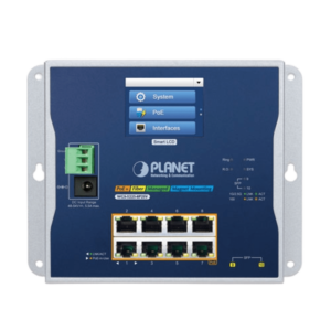 Switch Industrial Flat-Type 8 Puertos Gigabit C/PoE 802.3at, 2 Puertos SFP, LCD