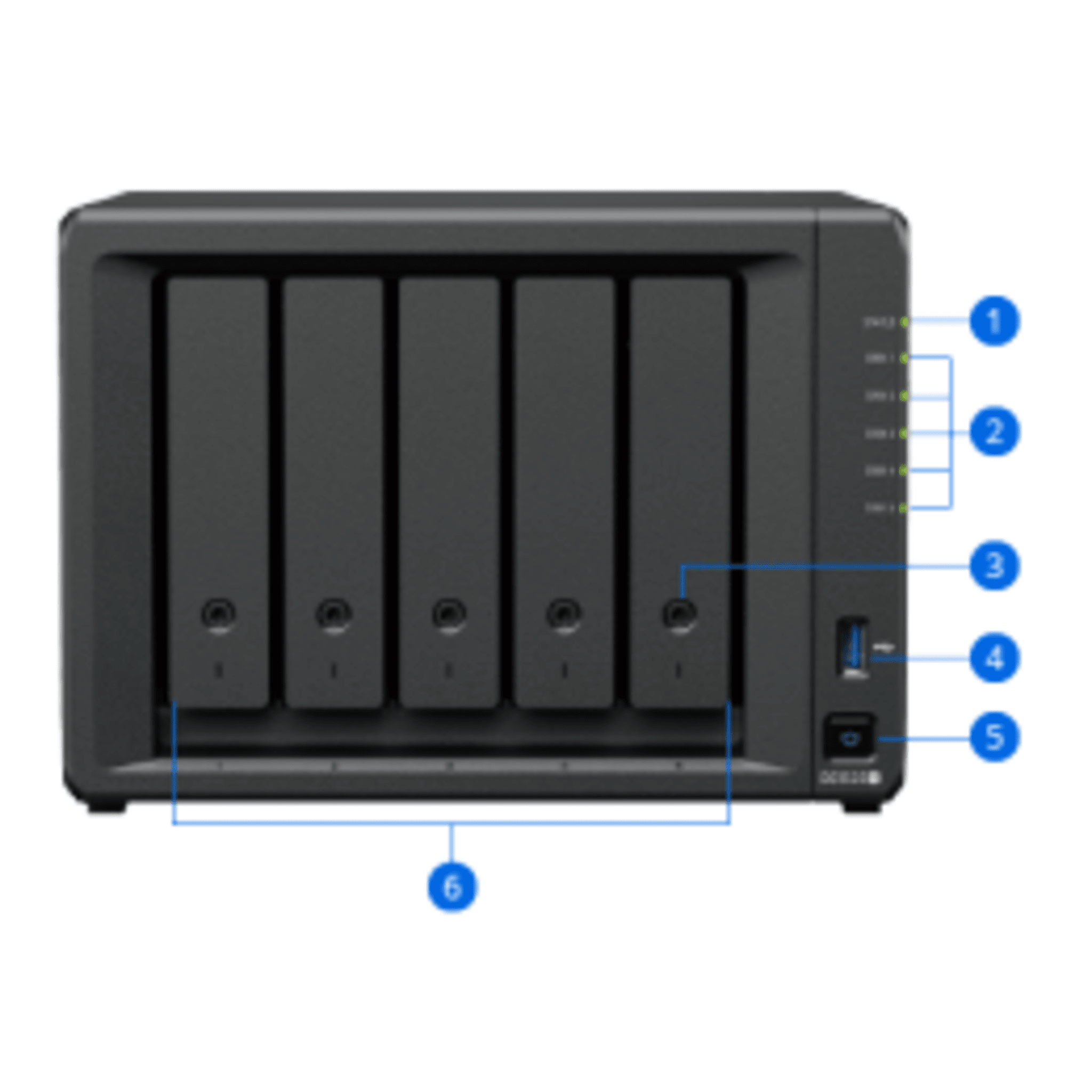 NAS Synology DiskStation DS1525+ / 5 Bahías / Expansión hasta 15 Bahías / 2 Puertos 2.5GbE / Soporte 10GbE / Almacenamiento en Caché SSD / Compatible con Virtualización y Vigilancia / Garantía Extendible hasta 5 A