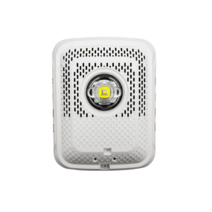 Bocina con Lámpara Estroboscópica, Montaje en Pared, Color Rojo, Nuevo Diseño Moderno y Elegante y Menor Consumo de Corriente