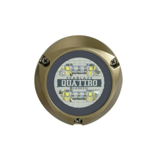 Luz led marina sumergible SeaBlaze Quattro, emite luz multicolor de 2000 lǧmenes, fabricada en bronce naval con grado de protecci??n IP68.