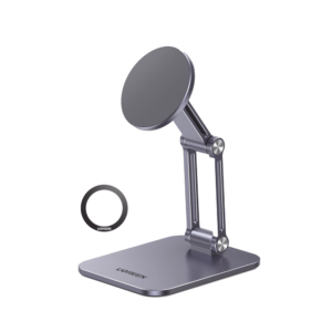 Soporte de Aluminio MagnǸtico para Smartphone | Fuerza MagnǸtica Sǧper Potente 500g | Compatibilidad IPhone 15/14/13/12 | Apto para celulares Android | Altura y Angulo Ajustable | Protecci??n Antideslizante | Portǭtil.