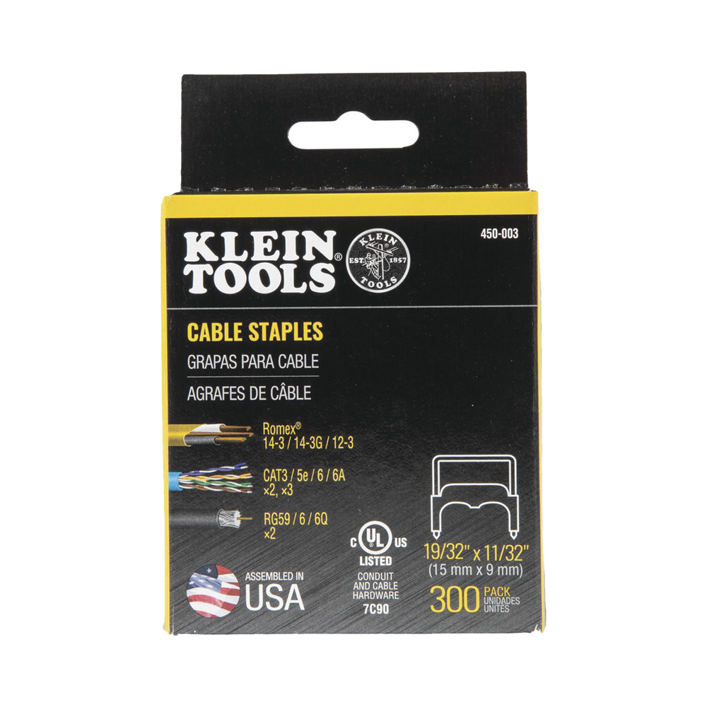 Paquete de 300 Grapas con Aislamiento, para Cables NM (Romex?) como 14/3, 14/3G, 12/3 y otros cables de hasta 11/32 x 19/32 (9 mm x 15 mm / 0.35 x 0.59 pulgadas). - Imagen 4