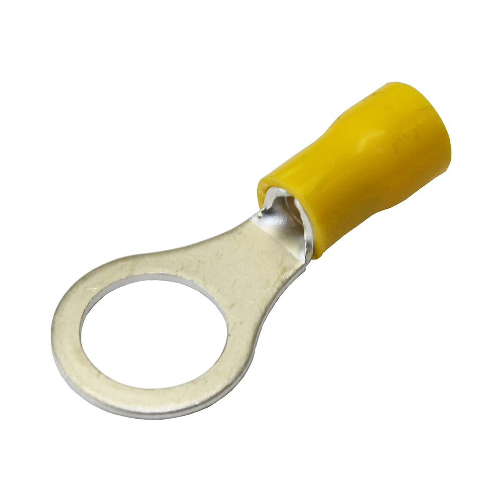 Terminal tipo ojo / 1 / 4" / 12 - 10 AWG / Amarillo / Paquete de 25 piezas.