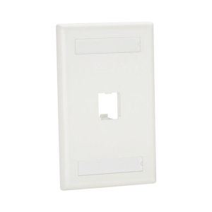 Placa de Pared Vertical Cl?sica, Salida Para 1 Puerto Mini-Com, Con Espacios Para Etiquetas, Color Blanco Mate