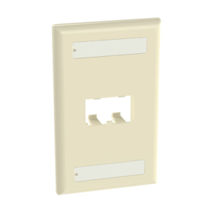 Placa de Pared Vertical Cl?sica, Salida Para 2 Puertos Mini-Com, Con Espacios Para Etiquetas, Color Marfil