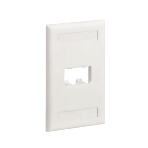 Placa de Pared Vertical Cl?sica, Salida Para 2 Puertos Mini-Com, Con Espacios Para Etiquetas, Color Blanco