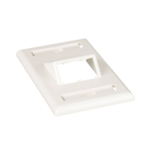 Placa de Pared Vertical Cl?sica, Salida Para 2 Puertos Mini-Com Inclinados, Con Espacios Para Etiquetas, Color Blanco Mate