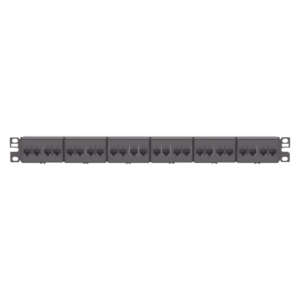 Panel de Parcheo con 24 Acopladores Mini-Com, Plano, Categor?a 6, de 1 UR, Color Negro