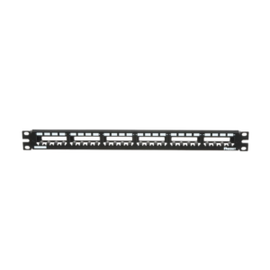 Panel de Parcheo Modular Mini-Com (Sin Conectores), Plano, Totalmente Blindado, de 24 Puertos, 1UR