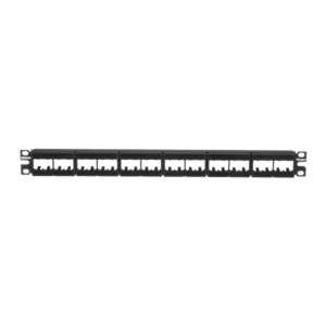 Panel de Parcheo Modular Mini-Com (Sin Conectores), Plano, Sin Blindaje, Con Etiqueta y Cubierta, de 24 Puertos, 1UR