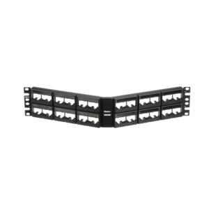 Panel de Parcheo Modular Mini-Com (Sin Conectores), Angulado, Sin Blindaje, Con Etiqueta y Cubierta, de 48 Puertos, 2UR