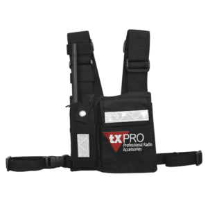 Pechera Universal con soporte para radio, sostǸn de bol??grafo y seguridad para la bolsa con cinta adherente. Logo TX-PRO.